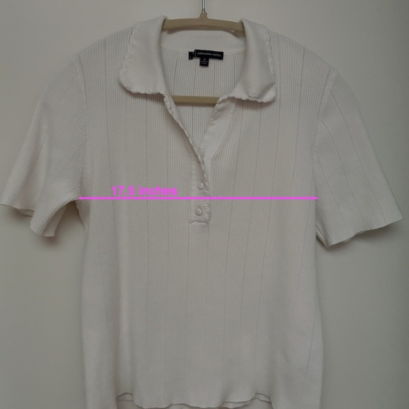 Knit Top Pointelle White sz Medium - Picture 5 of 6